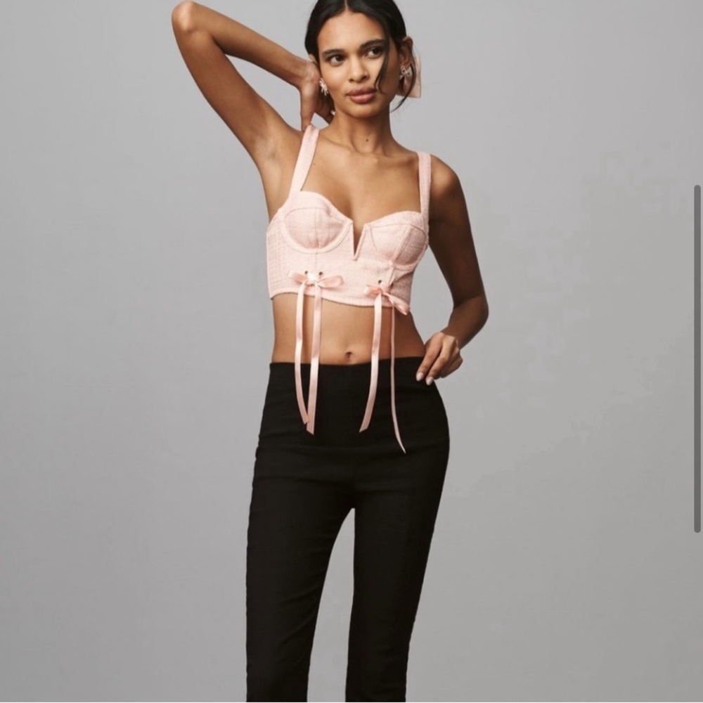 Anthropologie Tweed Corset Crop Top Size Medium